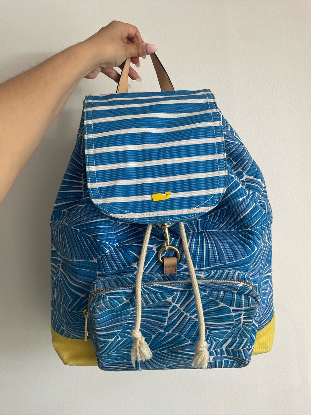 Vineyard Vines Blue Tropical Canvas Backpack